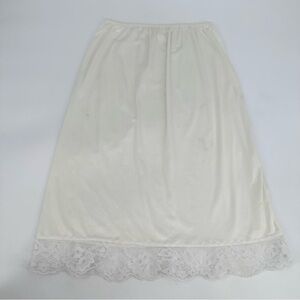 3/$15 Vintage half slip ivory nylon lace trim no size lingerie STAINS